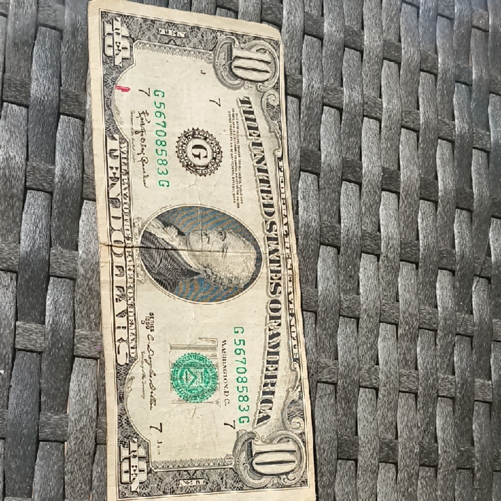 Vintage Ten Dollar Bill